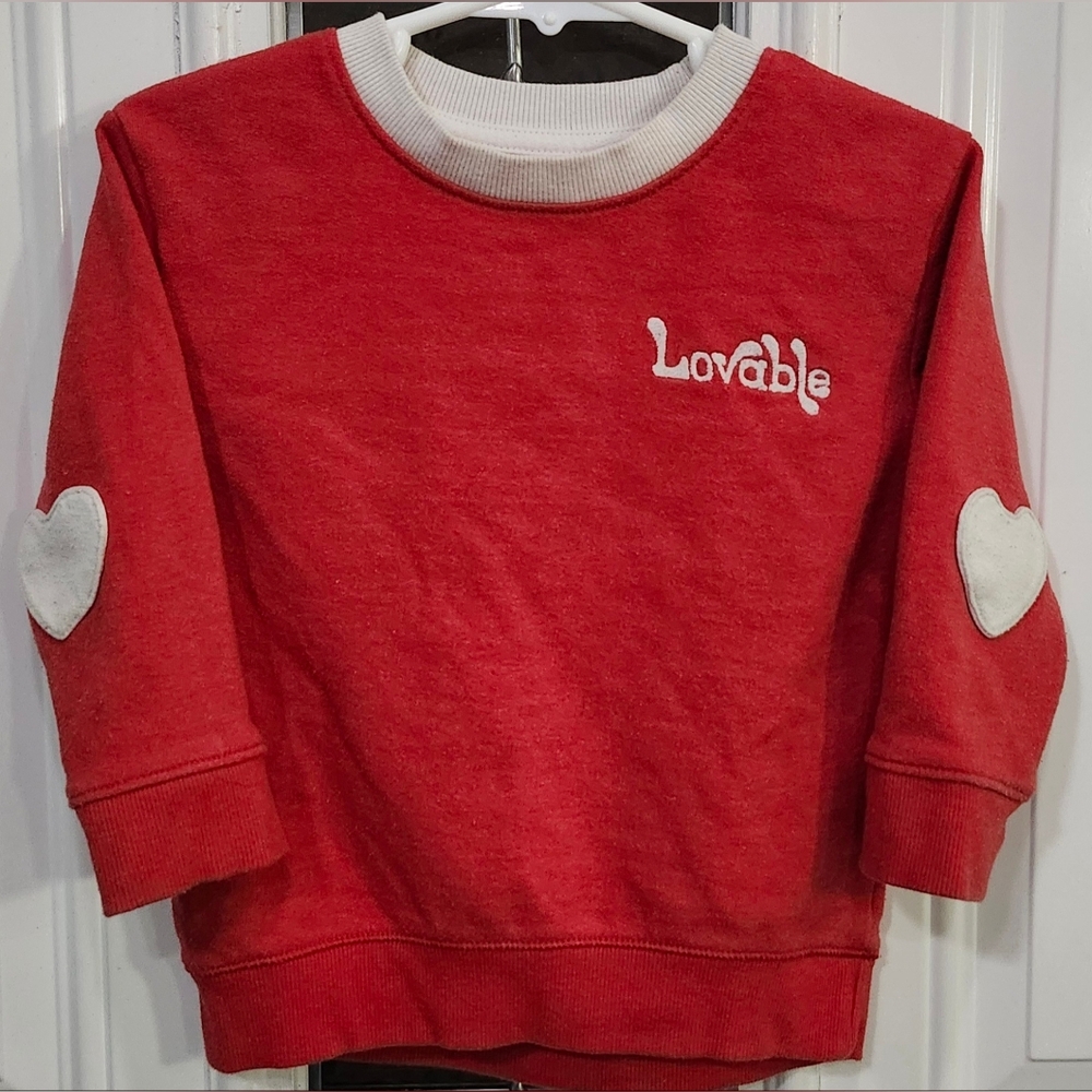 Cat & Jack Red White Lovable Sweatshirt Infant Size 18 Months
